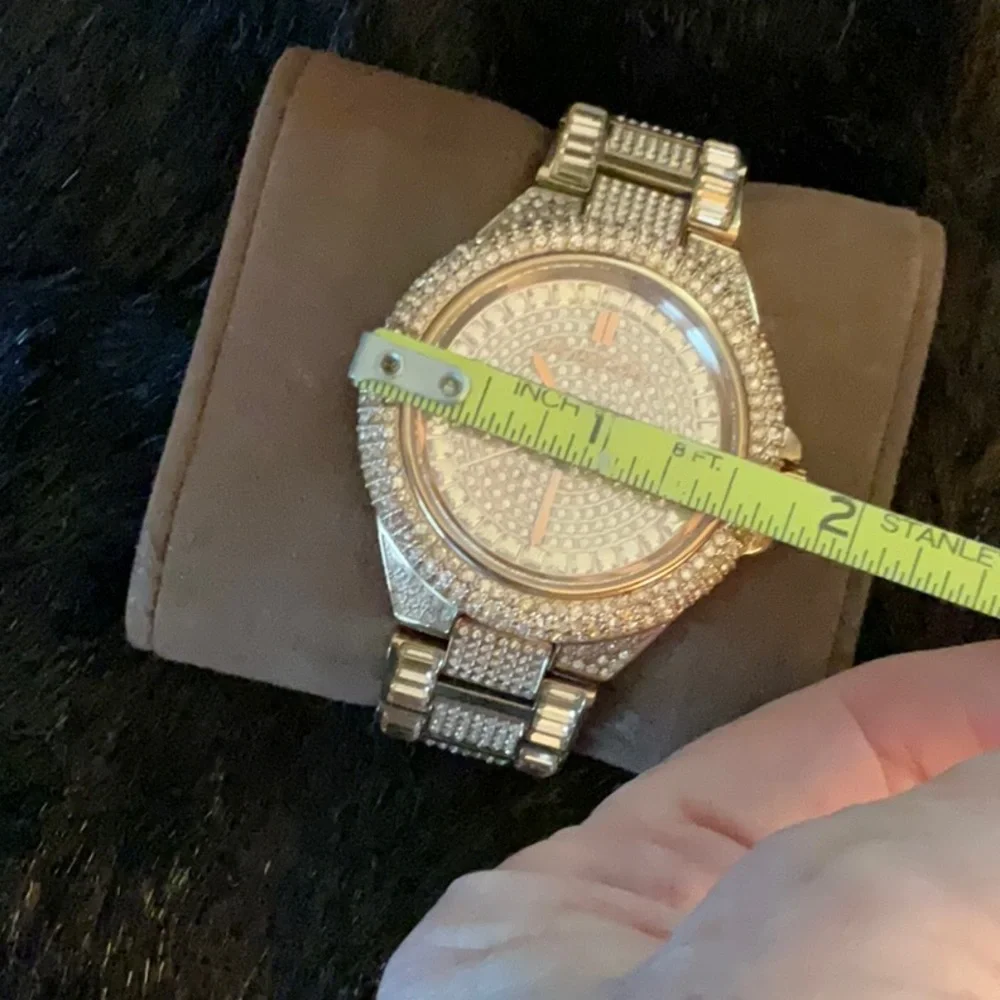 MICHAEL KORS JEWELED WATCH ROSE GOLD, see pix, new battery - Picture 2 of 13